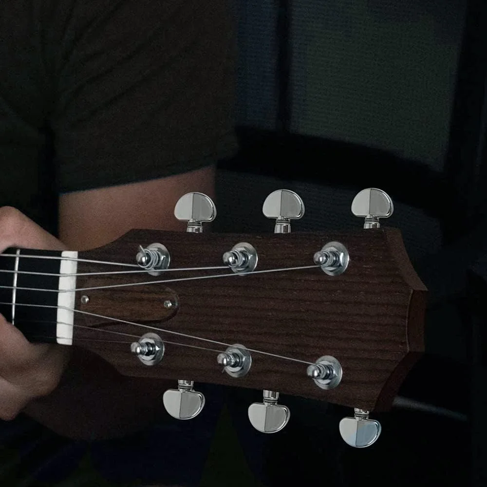 کوک گیتار Fawoonu، گوشی های کوک آبکاری شده، کلیدهای کوک بیضی شکل، 6 عدد چپ، برای گیتار الکتریک یا آکوستیک، نقره ای کروم