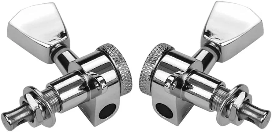 کوک گیتار Fawoonu، 6 عدد، 3L3R، کوک های قفل شونده، گوشی های ماشین، دستگیره برای گیتارهای آکوستیک و الکتریک، لوازم جانبی جایگزین با پیچ های نصب و بوش، نقره ای