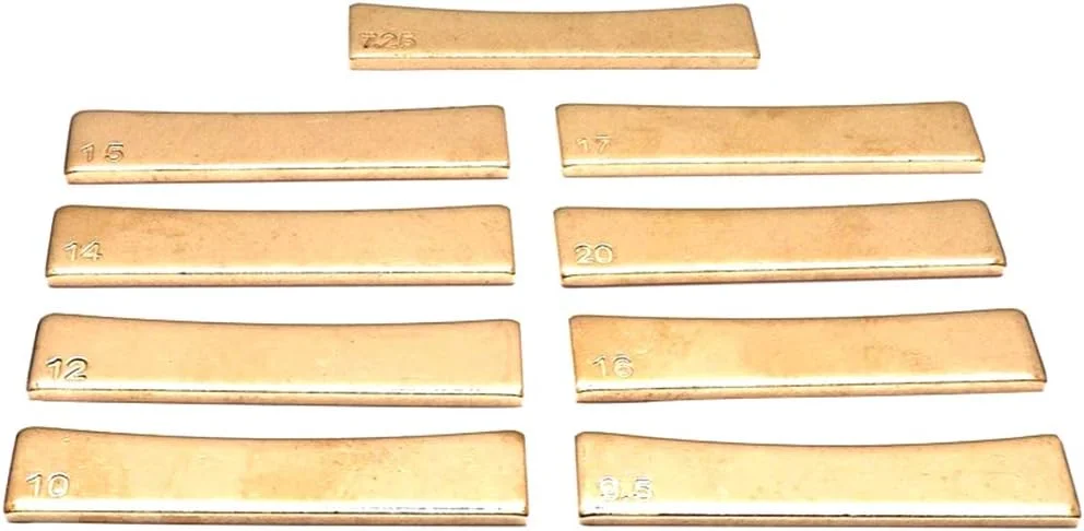 مجموعه 9 عددی سری پرس فرت گیتار Fawoonu، جنس برنجی طلایی با شعاع‌های 7.25/9.5/10/12/14/15/16/17/20 اینچ، مناسب برای گیتار آکوستیک/الکتریک و گیتار بیس الکتریک