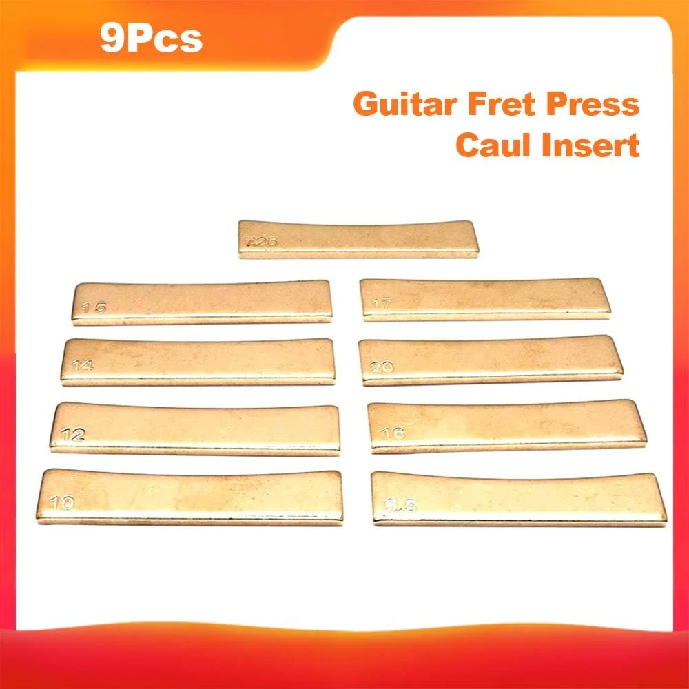 مجموعه 9 عددی سری پرس فرت گیتار Fawoonu، جنس برنجی طلایی با شعاع‌های 7.25/9.5/10/12/14/15/16/17/20 اینچ، مناسب برای گیتار آکوستیک/الکتریک و گیتار بیس الکتریک