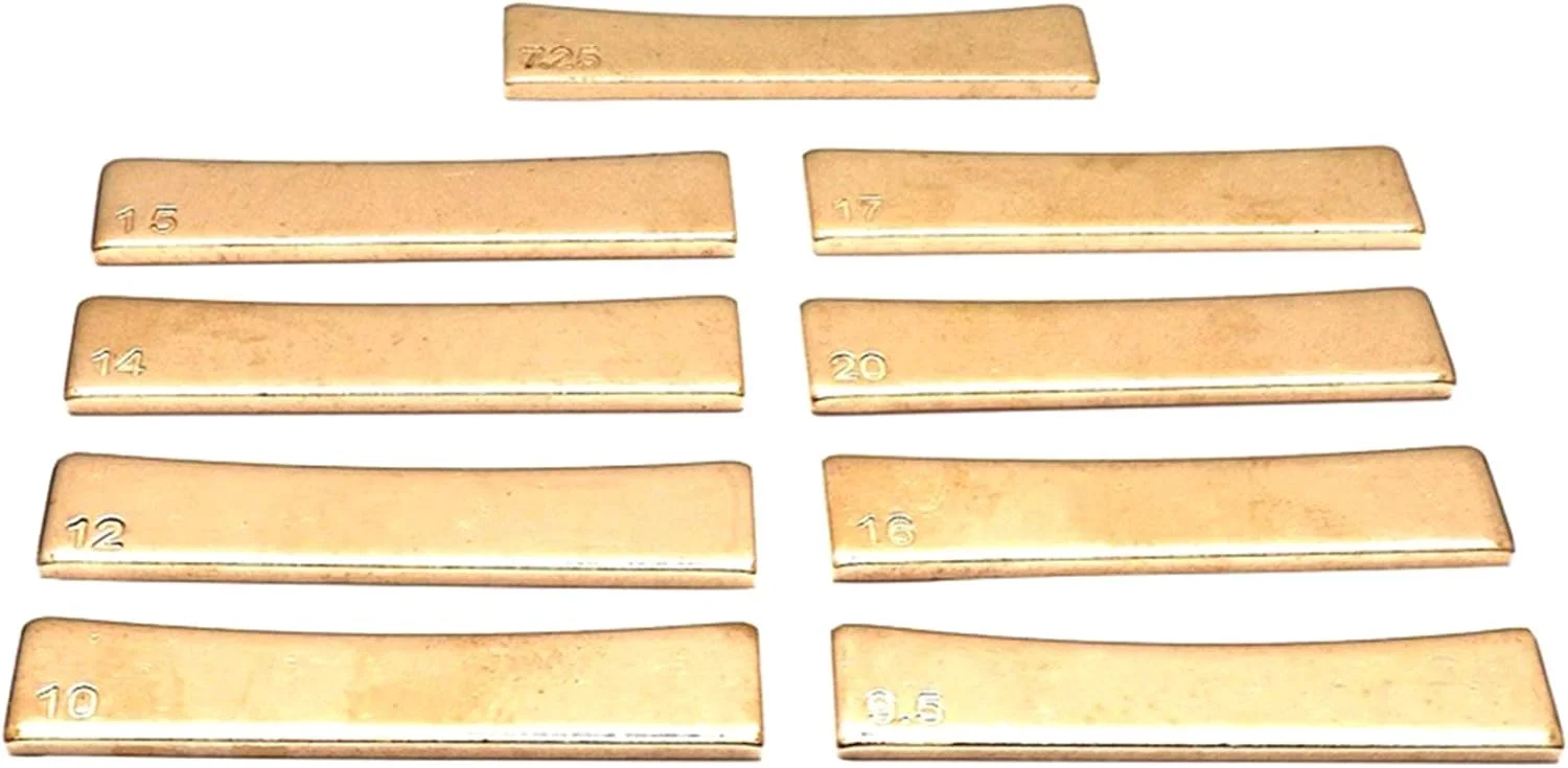 مجموعه 9 عددی سری پرس فرت گیتار Fawoonu، جنس برنجی طلایی با شعاع‌های 7.25/9.5/10/12/14/15/16/17/20 اینچ، مناسب برای گیتار آکوستیک/الکتریک و گیتار بیس الکتریک