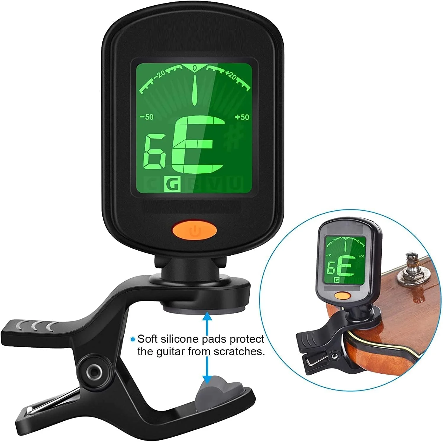 تیونر گیره ای کروماتیک دیجیتال Urban Infotech به همراه کاپو گیتار فنری آلیاژ فلزی برای گیتار آکوستیک، گیتار الکتریک، ویولن، یوکللی، باس به همراه 5 پیک