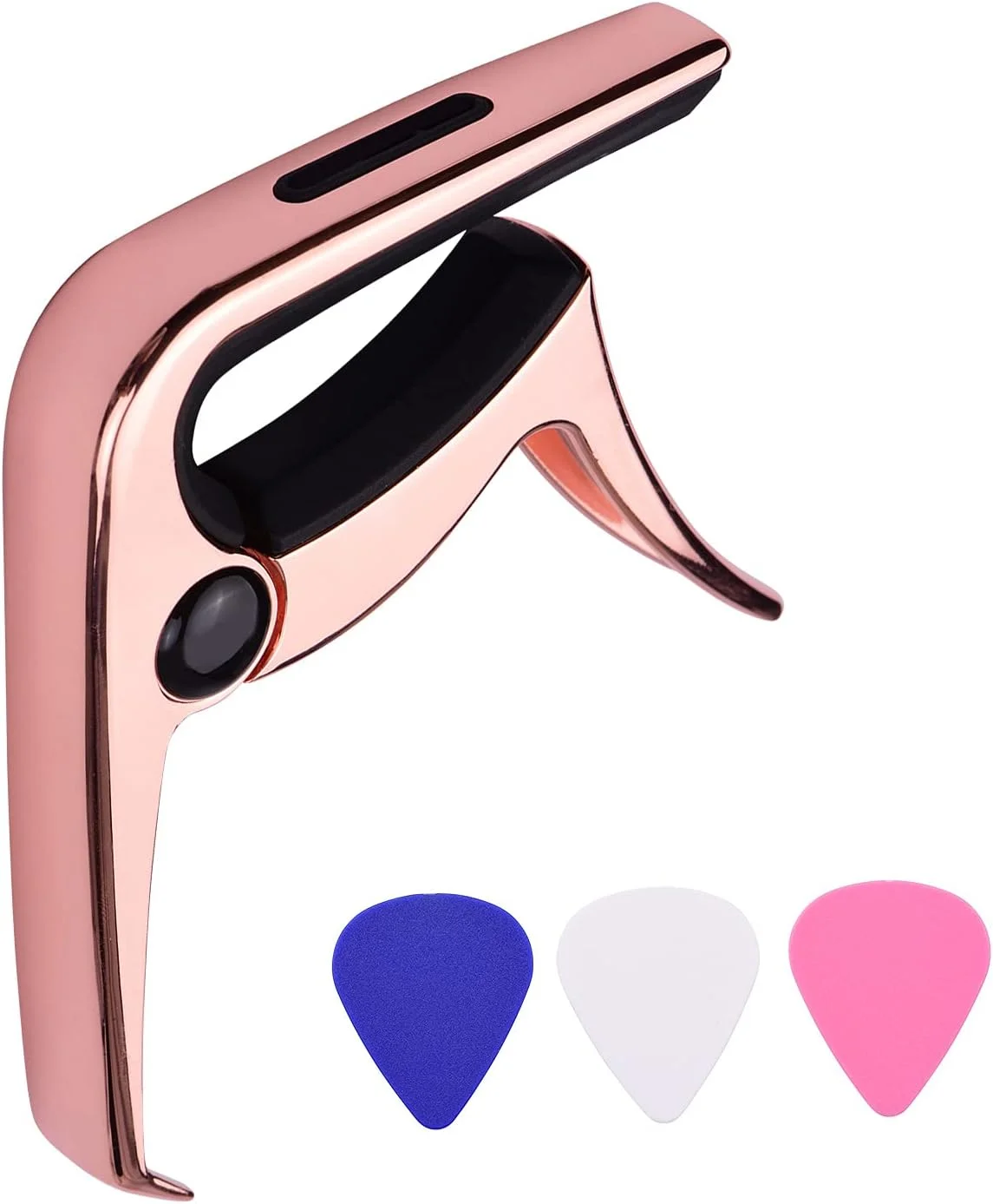 TC-02 کاپوی گیتار چند منظوره آلیاژ روی با پین کش پل، جای پیک گیتار، 3 عدد پیک گیتار برای گیتارهای آکوستیک الکتریک و باس