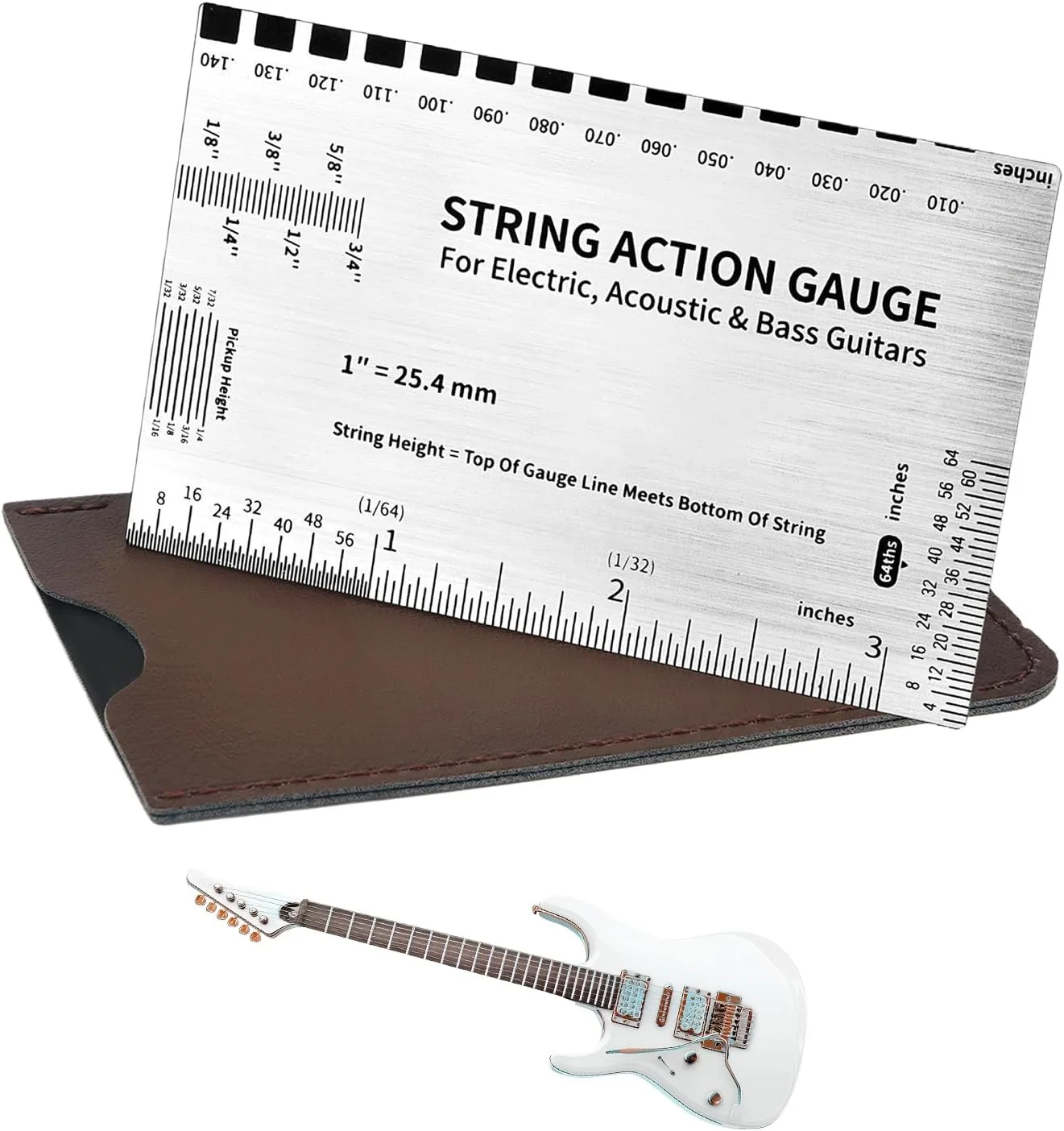 ابزار اندازه گیری اکشن سیم گیتار، ابزار تنظیم گیتار برای سازندگان | ابزار دقیق اندازه گیری اکشن سیم برای گیتار الکتریک، آکوستیک و باس، مناسب سفر، فضای باز، منزل، متخصصان و علاقه مندان