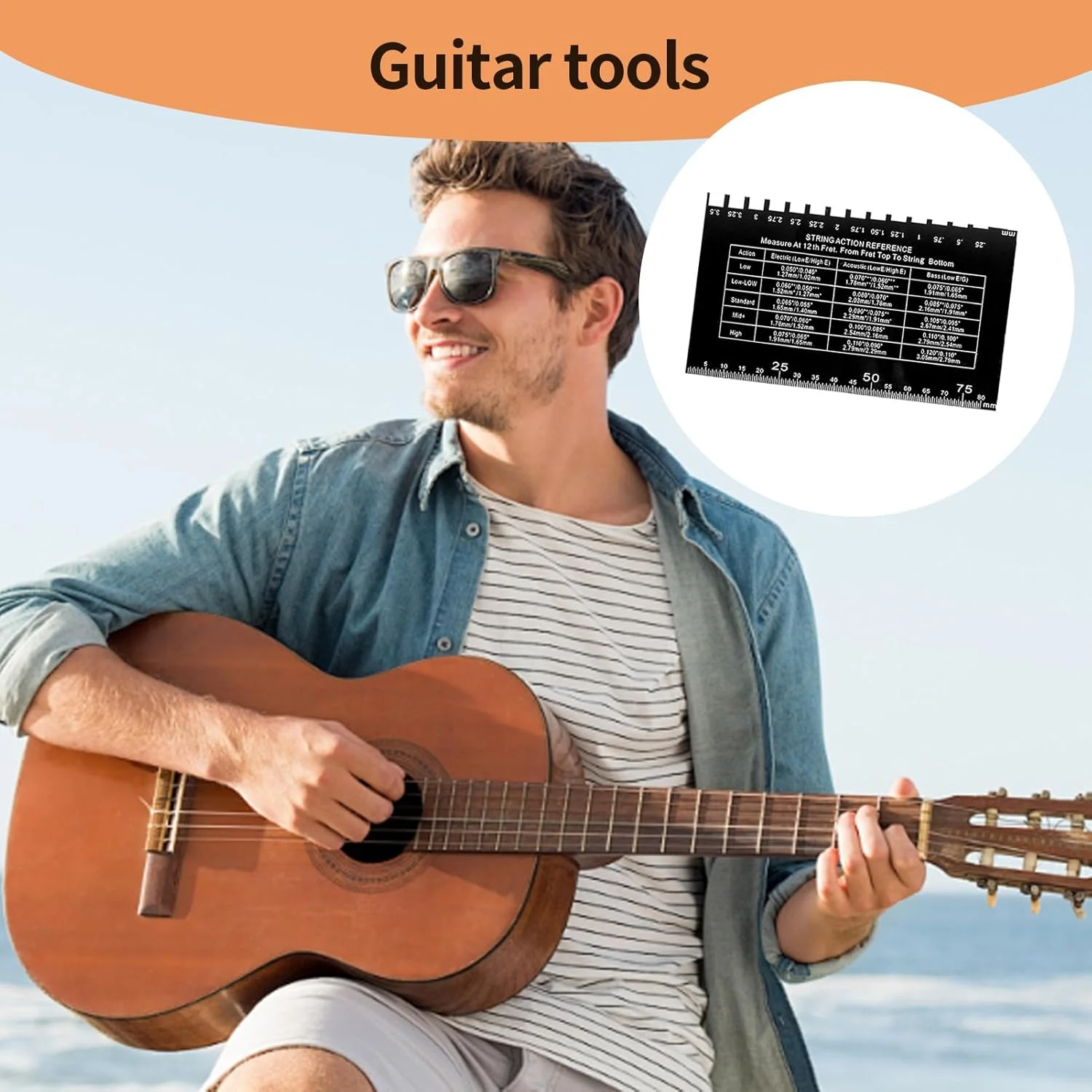 ابزار اندازه گیری اکشن گیتار | ابزار تنظیم گیتار برای سازندگان، ابزار دقیق برای تنظیم اکشن سیم گیتار الکتریک، آکوستیک و باس، مناسب برای سفر، فضای باز، منزل، متخصصان و علاقه مندان ابزار اندازه گیری اکشن گیتار | ابزار تنظیم گیتار برای سازندگان، ابزار دقیق برای تنظیم اکشن سیم گیتار الکتریک، آکوستیک و باس، مناسب برای سفر، فضای باز، منزل، متخصصان و علاقه مندان