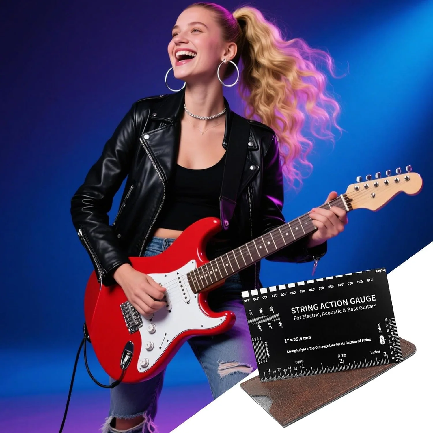 ابزار اندازه گیری اکشن گیتار | کیت تنظیم گیتار، ابزار دقیق برای تنظیم اکشن سیم گیتار الکتریک، آکوستیک و باس، مناسب برای سفر، فضای باز، منزل، متخصصان و علاقه مندان