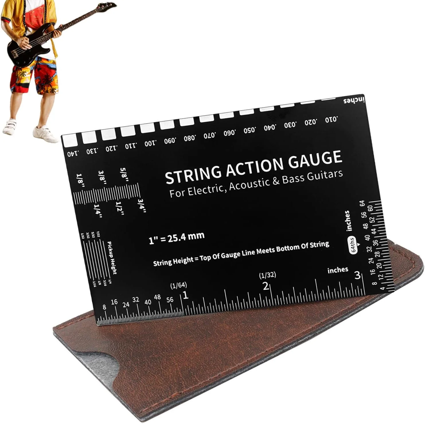 ابزار اندازه گیری ارتفاع سیم گیتار | کیت تنظیم گیتار، ابزار دقیق برای تنظیم اکشن سیم برای گیتار الکتریک، آکوستیک و باس، مناسب برای سفر، فضای باز، منزل، متخصصان و علاقه مندان