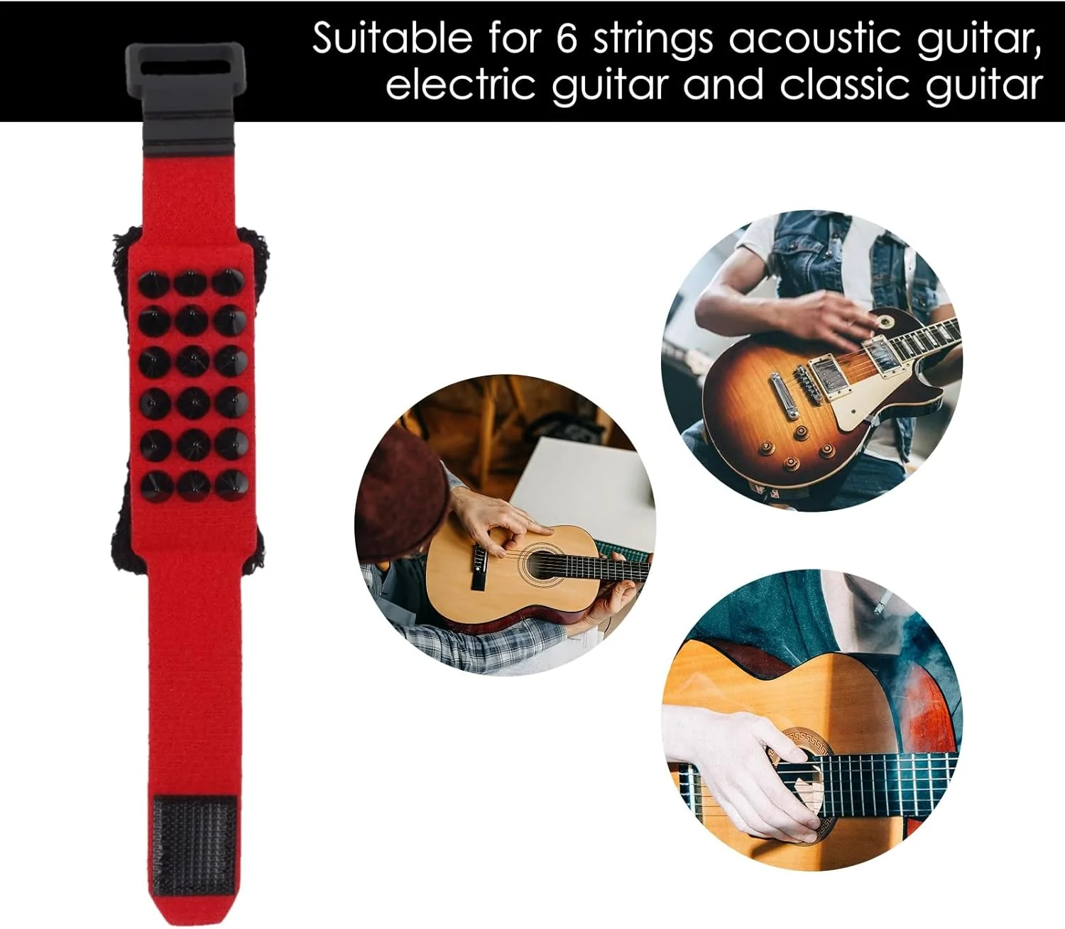 لوازم جانبی گیتار باس، لوازم جانبی گیتار و باس با طنین شفاف، خفه کننده صوتی 18 سانتی متری برای گیتار آکوستیک 6 سیم، گیتار الکتریک و گیتار کلاسیک (قرمز)