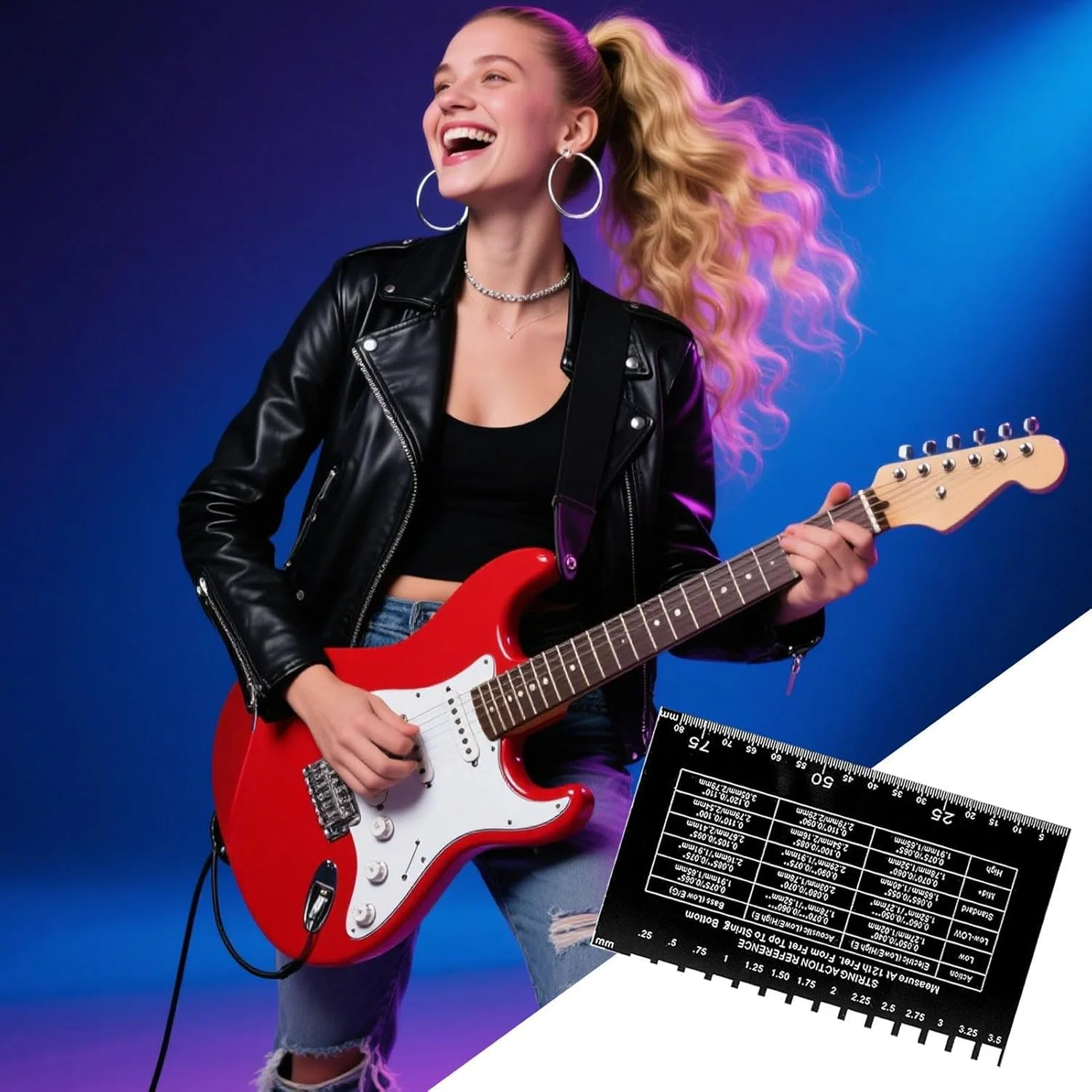 ابزار اندازه گیری اکشن سیم گیتار | لوازم جانبی تنظیم باس | ابزار دقیق تنظیم اکشن سیم برای گیتار الکتریک، آکوستیک، باس، مسافرت، فضای باز، منزل، متخصصان و علاقه مندان