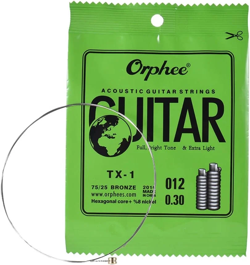 سیم تکی جایگزین TX-1 برای گیتار آکوستیک، سیم اول E (.012)، بسته 10 عددی، هسته فولادی پرکربن، فسفر برنز 75/25، کشش فوق العاده سبک