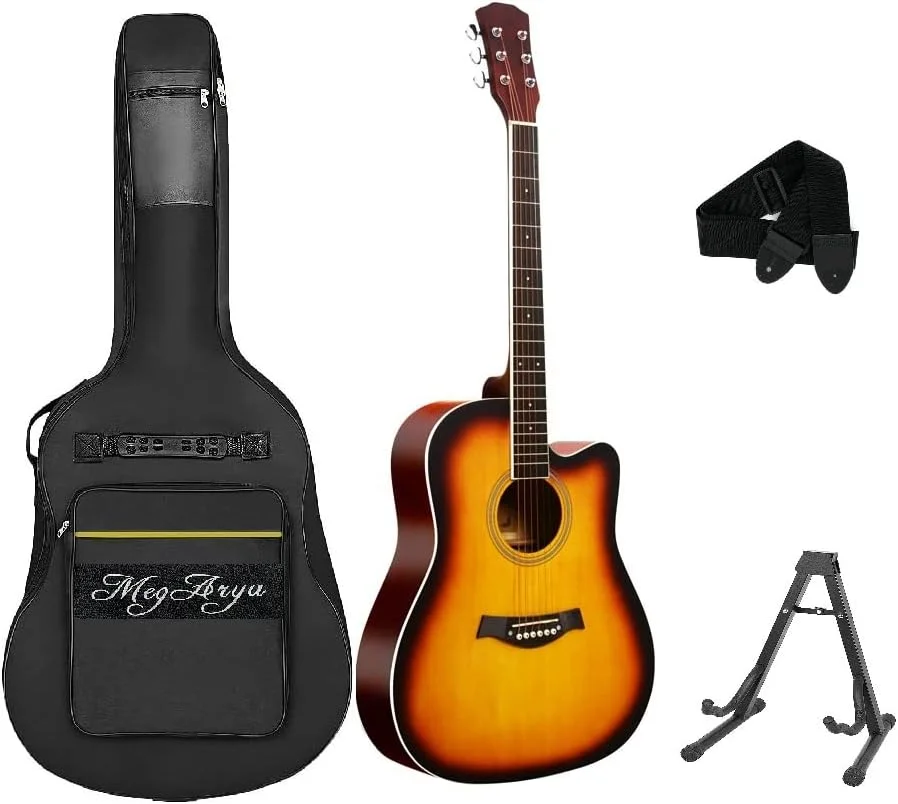 گیتار آکوستیک 40 اینچی به همراه کیف، بند و پایه