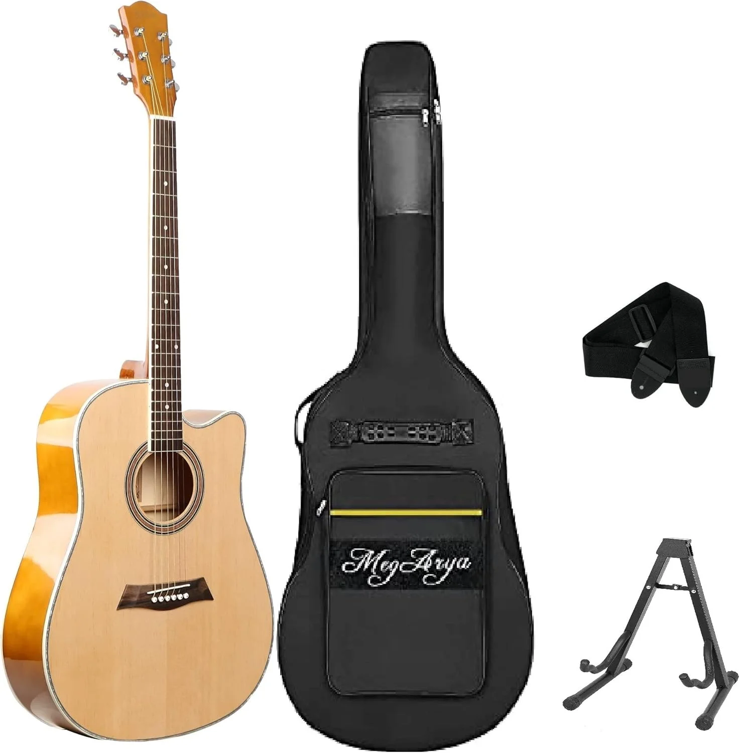 گیتار آکوستیک 40 اینچی به همراه کیف، بند و پایه