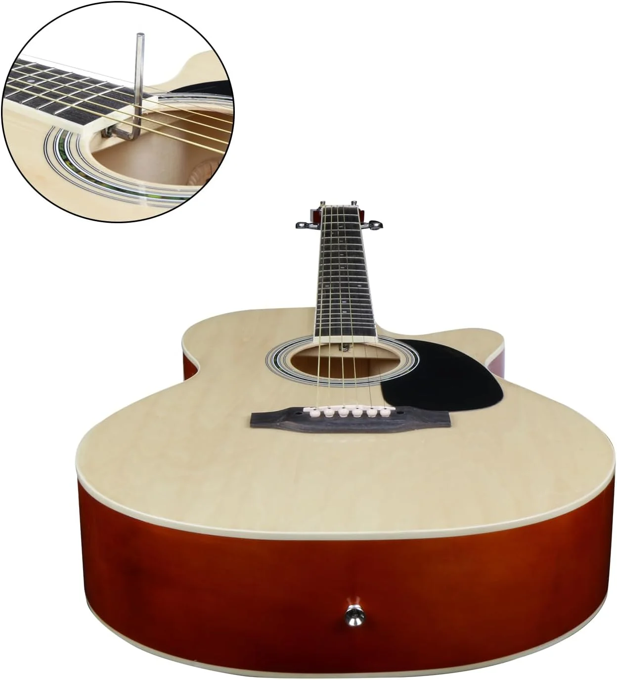 گیتار آکوستیک کات اوی 40 اینچی Juarez JRZ40C/NAT با خرک قابل تنظیم دو جهته، کیف، پیک، مجموعه سیم، بند - رنگ طبیعی گیتار آکوستیک کات اوی 40 اینچی Juarez JRZ40C/NAT با خرک قابل تنظیم دو جهته، کیف، پیک، مجموعه سیم، بند - رنگ طبیعی