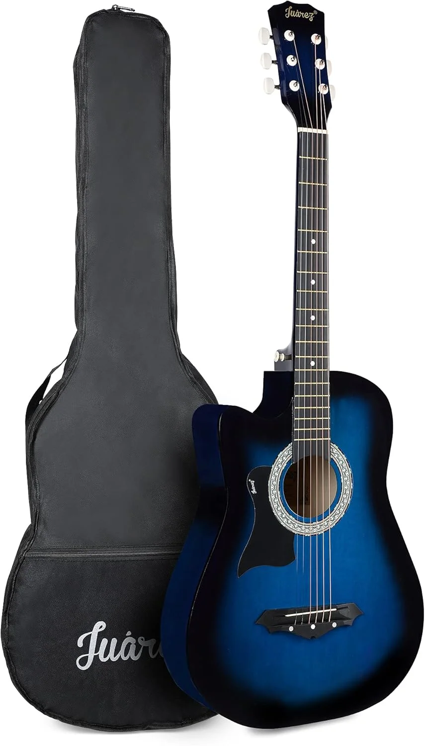 گیتار آکوستیک خوارز، کات اوی 38 اینچی [مناسب چپ دست ها]، مدل 38CL/TBLS به همراه کیف، سیم، پیک و بند، آبی سانبرست
