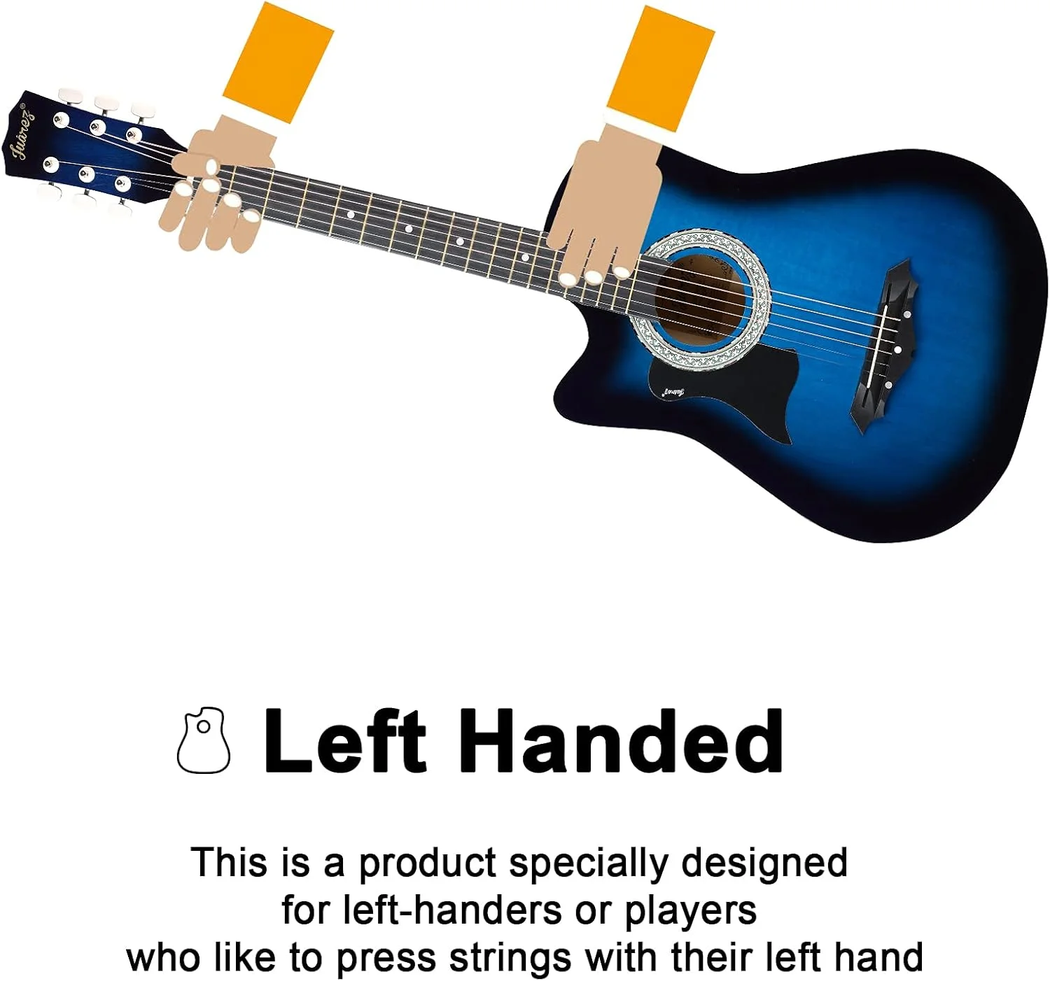 گیتار آکوستیک خوارز، کات اوی 38 اینچی [مناسب چپ دست ها]، مدل 38CL/TBLS به همراه کیف، سیم، پیک و بند، آبی سانبرست