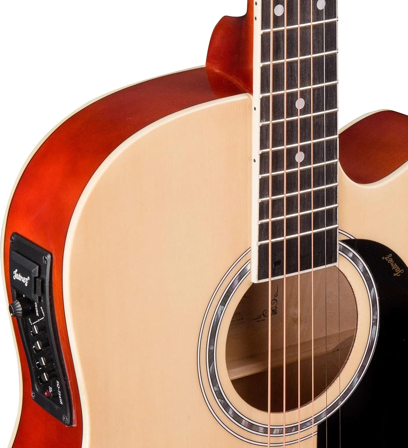 کیت گیتار نیمه آکوستیک ۴۱ اینچی JUAREZ Arpéggio، بدنه باریک، صفحه رویی صنوبر، با اکولایزر ۴ باندی، طبیعی کیت گیتار نیمه آکوستیک ۴۱ اینچی JUAREZ Arpéggio، بدنه باریک، صفحه رویی صنوبر، با اکولایزر ۴ باندی، طبیعی