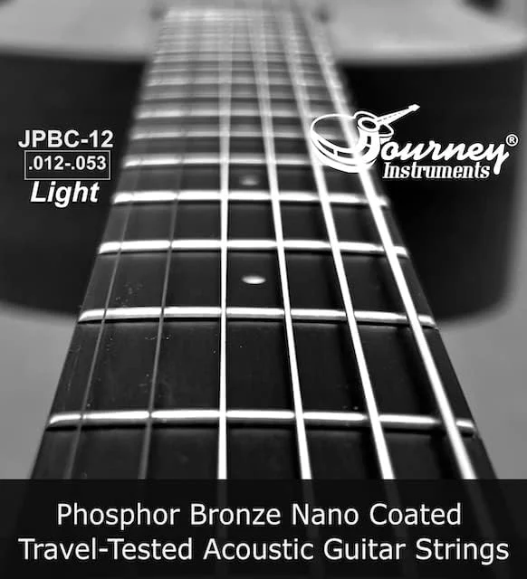 سیم گیتار آکوستیک Journey Instruments - JPBM-12 فسفر برنز با پوشش نانو، سیم با استحکام کششی بالا، سبک، 12-53 - ایده آل برای گیتارهای مسافرتی تاشو Journey