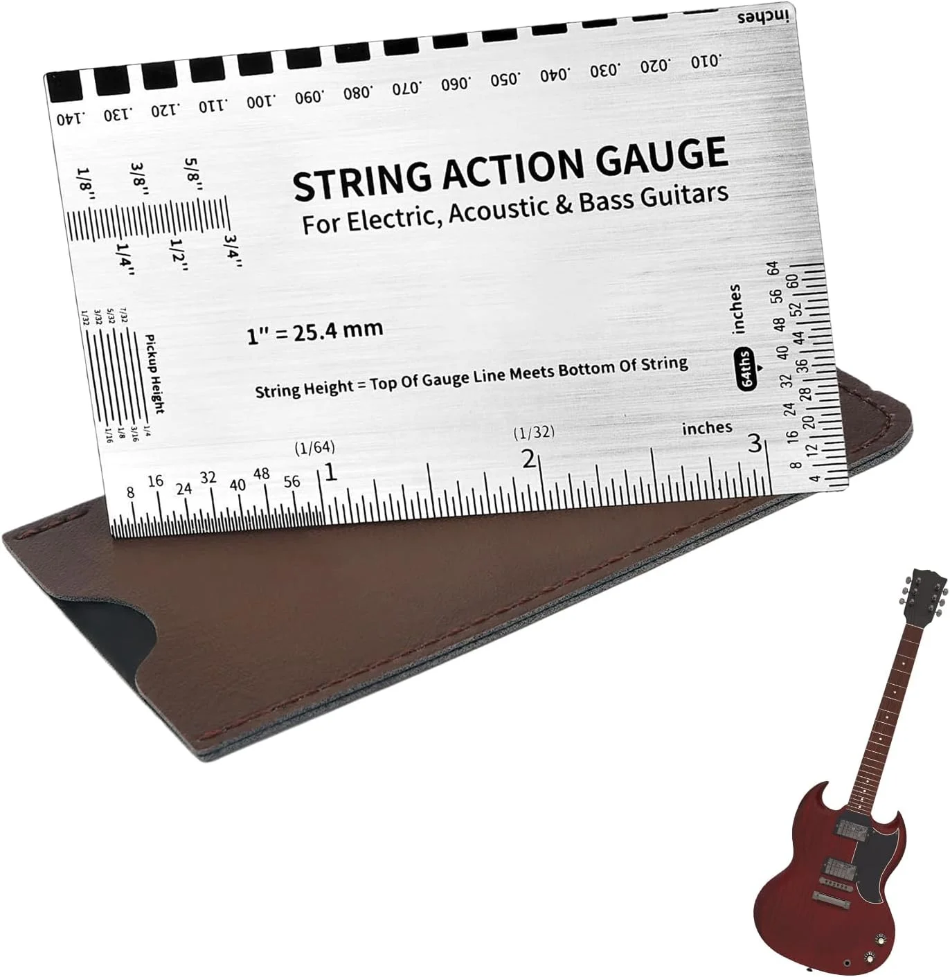 ابزار اندازه گیری ارتفاع سیم گیتار، ابزار تنظیم گیتار آکوستیک، ابزار چند منظوره برای تنظیم اکشن سیم برای گیتار الکتریک آکوستیک مسافرتی در فضای باز و منزل