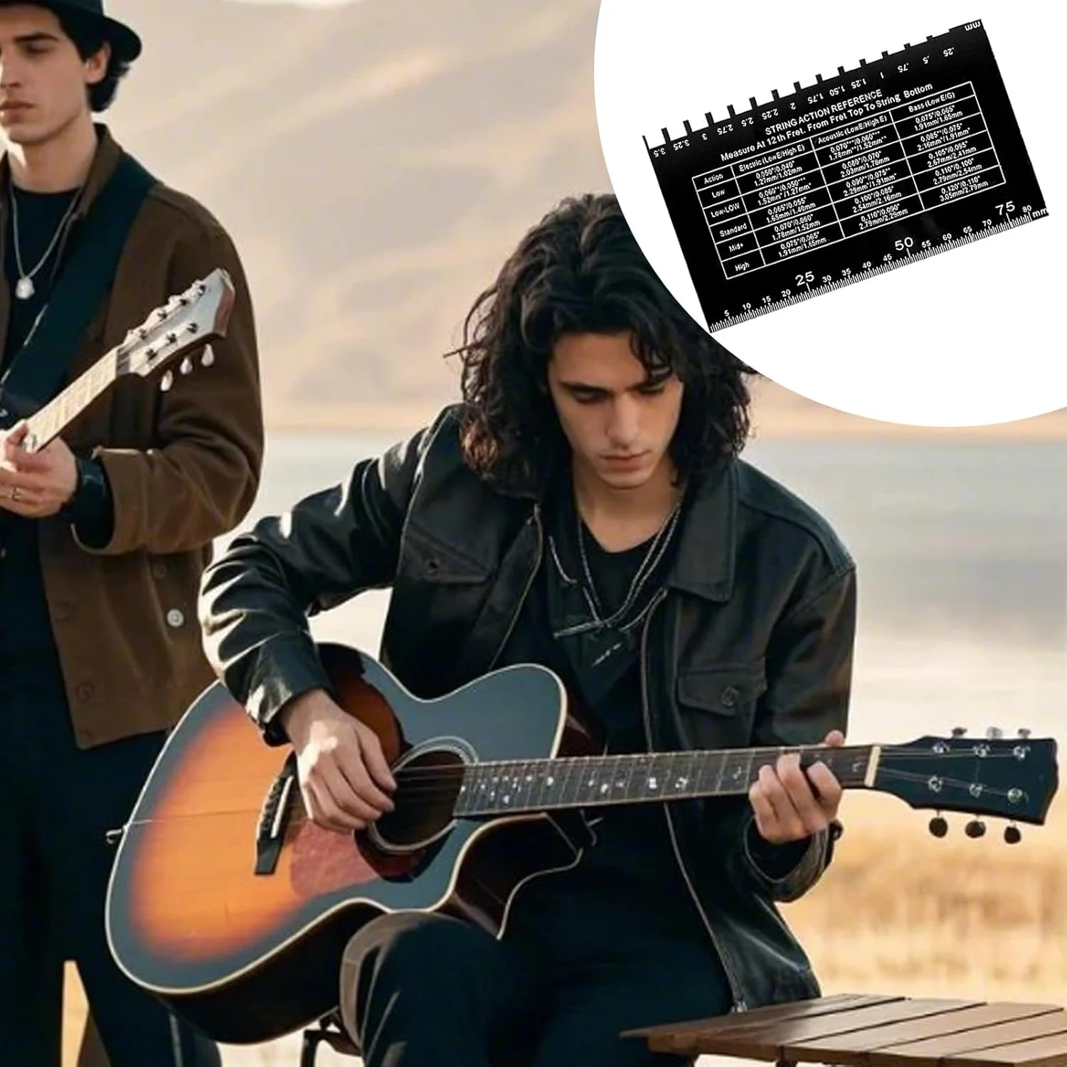 ابزار اندازه گیری اکشن سیم گیتار، ابزار تنظیم گیتار آکوستیک، ابزار چند منظوره برای تنظیم اکشن سیم گیتار الکتریک، آکوستیک، مسافرتی، فضای باز، منزل