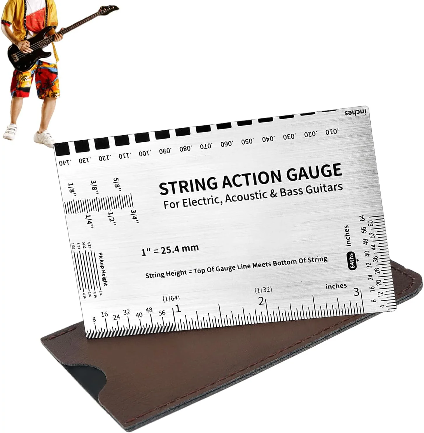 ابزار اندازه گیری اکشن گیتار، ابزار تنظیم گیتار آکوستیک - ابزار قابل حمل برای تنظیم اکشن سیم گیتار برای متخصصان گیتار باس آکوستیک، مسافرت، فضای باز، خانه و سازندگان گیتار