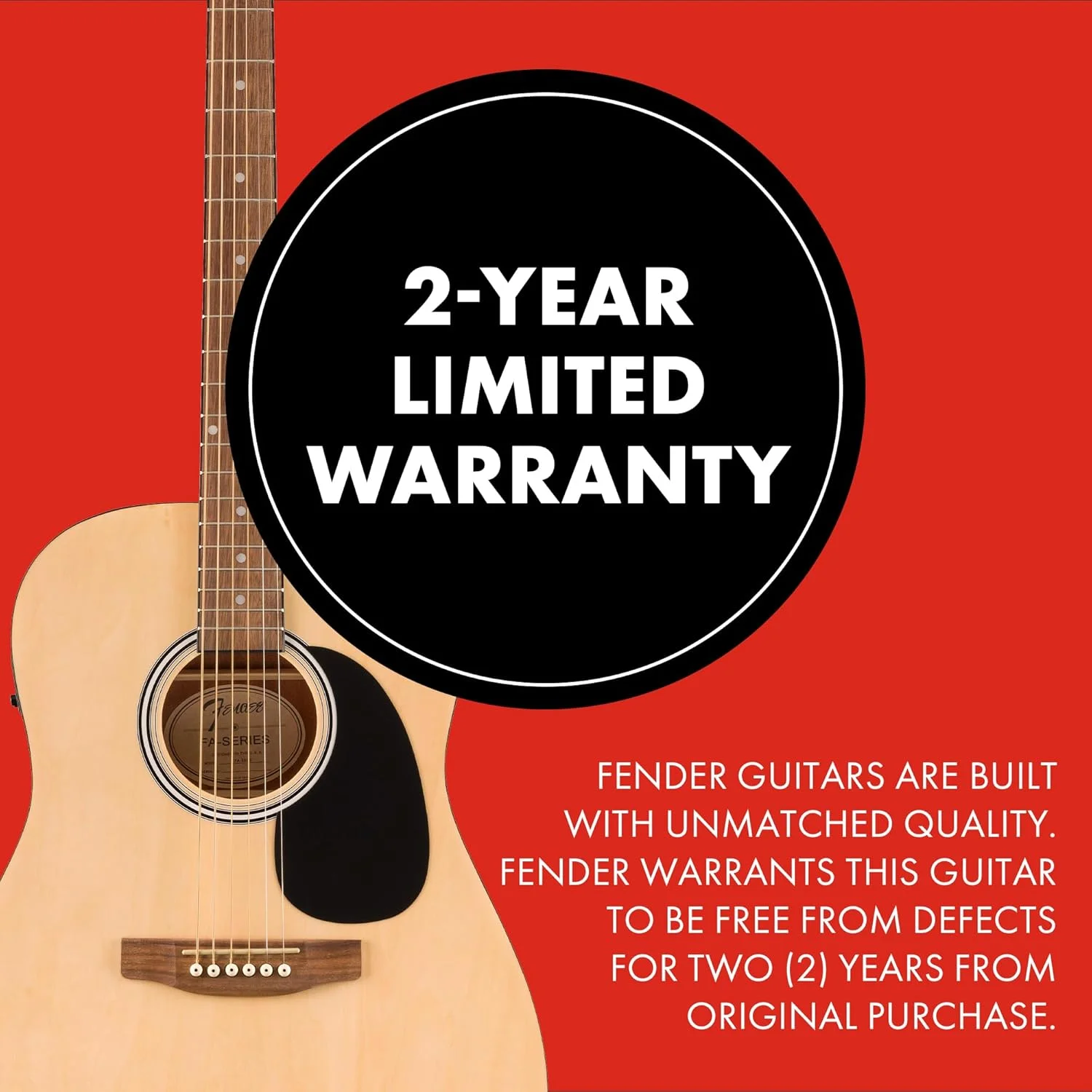 گیتار آکوستیک Fender FA-25CE Dreadnought، صفحه انگشت‌گذاری گردو، رنگ طبیعی