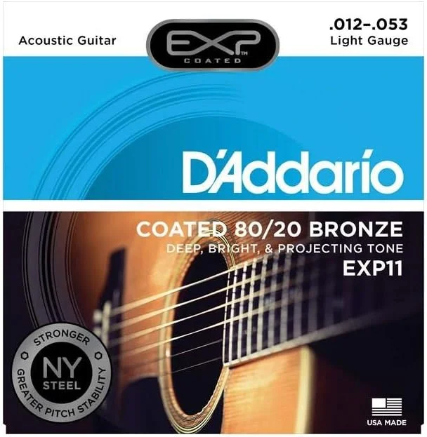 سیم گیتار آکوستیک داداریو EXP11 با روکش برنز 80/20، سبک، 12-53