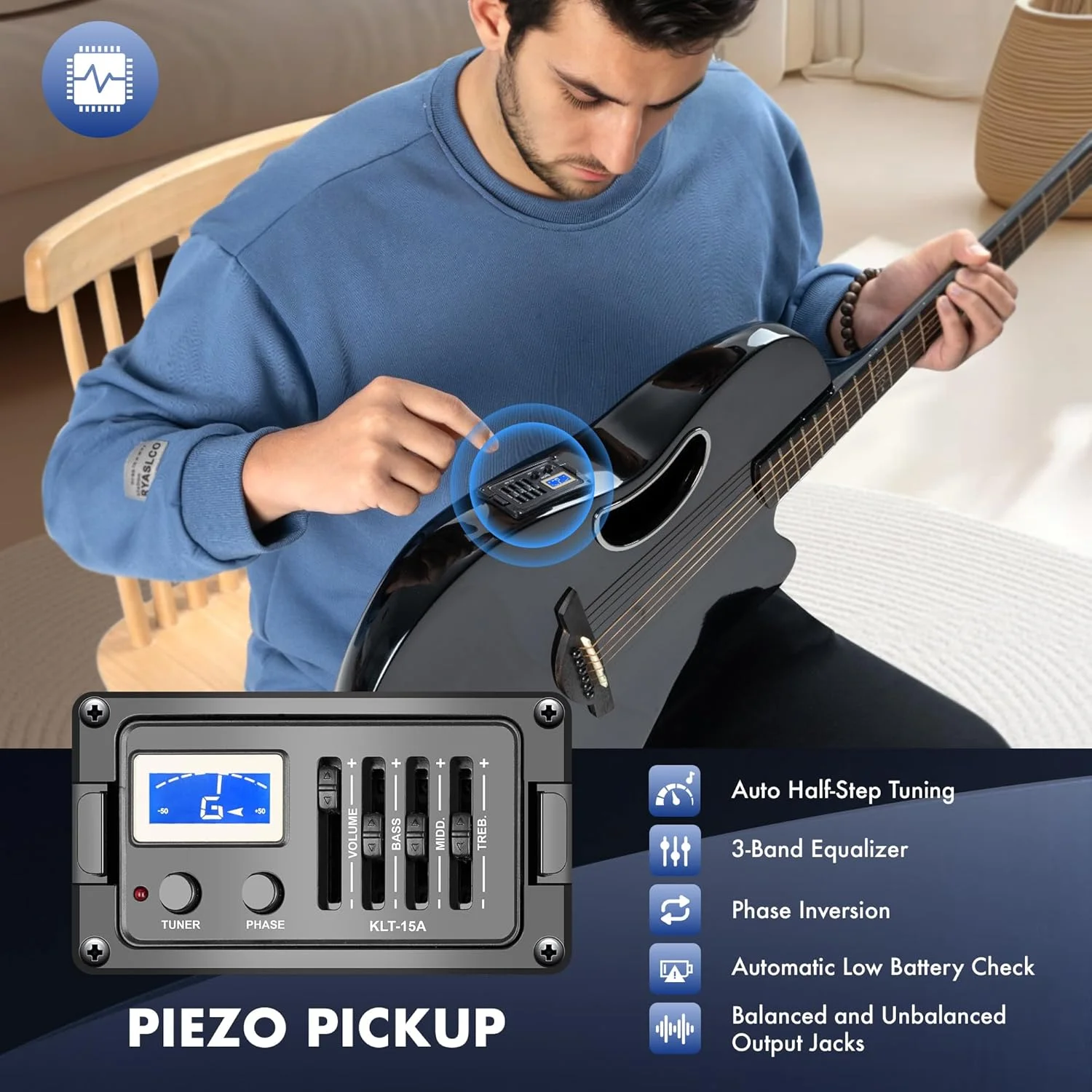 کیت گیتار آکوستیک الکتریک CAHAYA - سایز 41 اینچ، ست کامل برای نوازندگان مبتدی با کیف پددار و بند، پیکاپ داخلی، رزونانس غنی و تُن گرم، مناسب اجرا، پرداخت مشکی براق کیت گیتار آکوستیک الکتریک CAHAYA - سایز 41 اینچ، ست کامل برای نوازندگان مبتدی با کیف پددار و بند، پیکاپ داخلی، رزونانس غنی و تُن گرم، مناسب اجرا، پرداخت مشکی براق