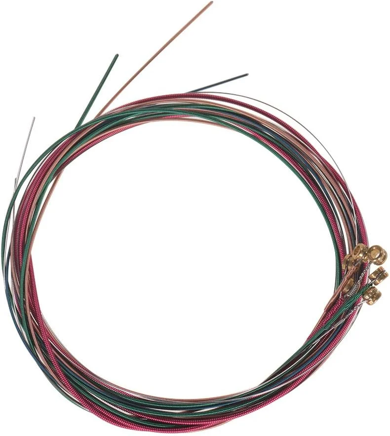 مجموعه سیم گیتار آکوستیک فولک، 6 عدد، هسته فولادی، سیم پیچی آلیاژ مس، سیم خالص برای سیم های 1 و 2، بادوام، صدای شفاف و روشن، جایگزین عالی