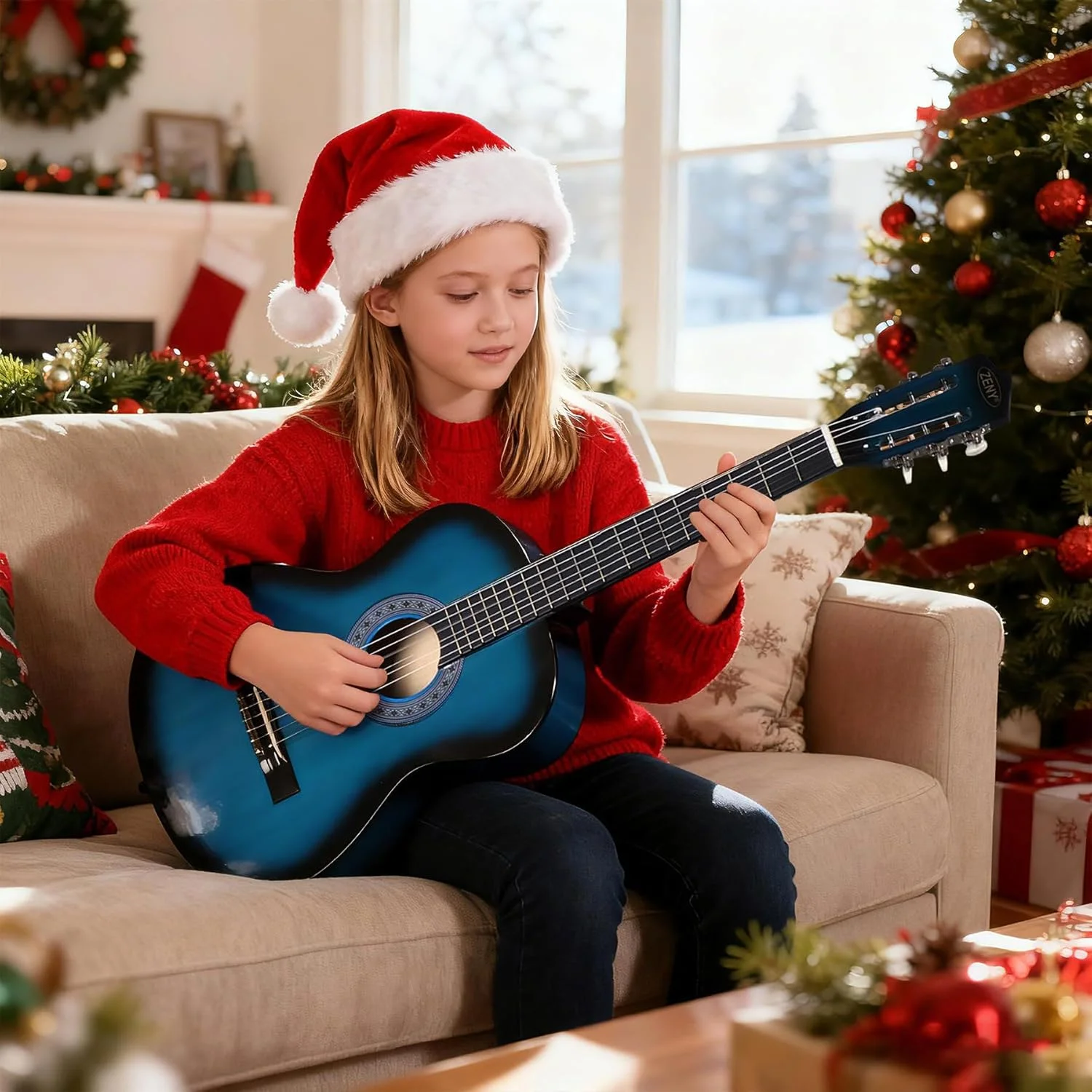 گیتار آکوستیک 38 اینچی Zeny برای مبتدیان به همراه کیف، بند، تیونر و پیک گیتار گیتار آکوستیک 38 اینچی Zeny برای مبتدیان به همراه کیف، بند، تیونر و پیک گیتار