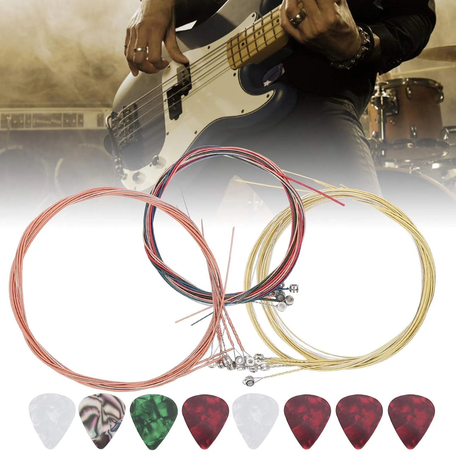 مجموعه سیم گیتار آکوستیک، لوازم جانبی کامل سیم گیتار آکوستیک قوی و روشی خوب برای ایجاد شادی برای گیتارهای الکتریک و گیتارهای آکوستیک