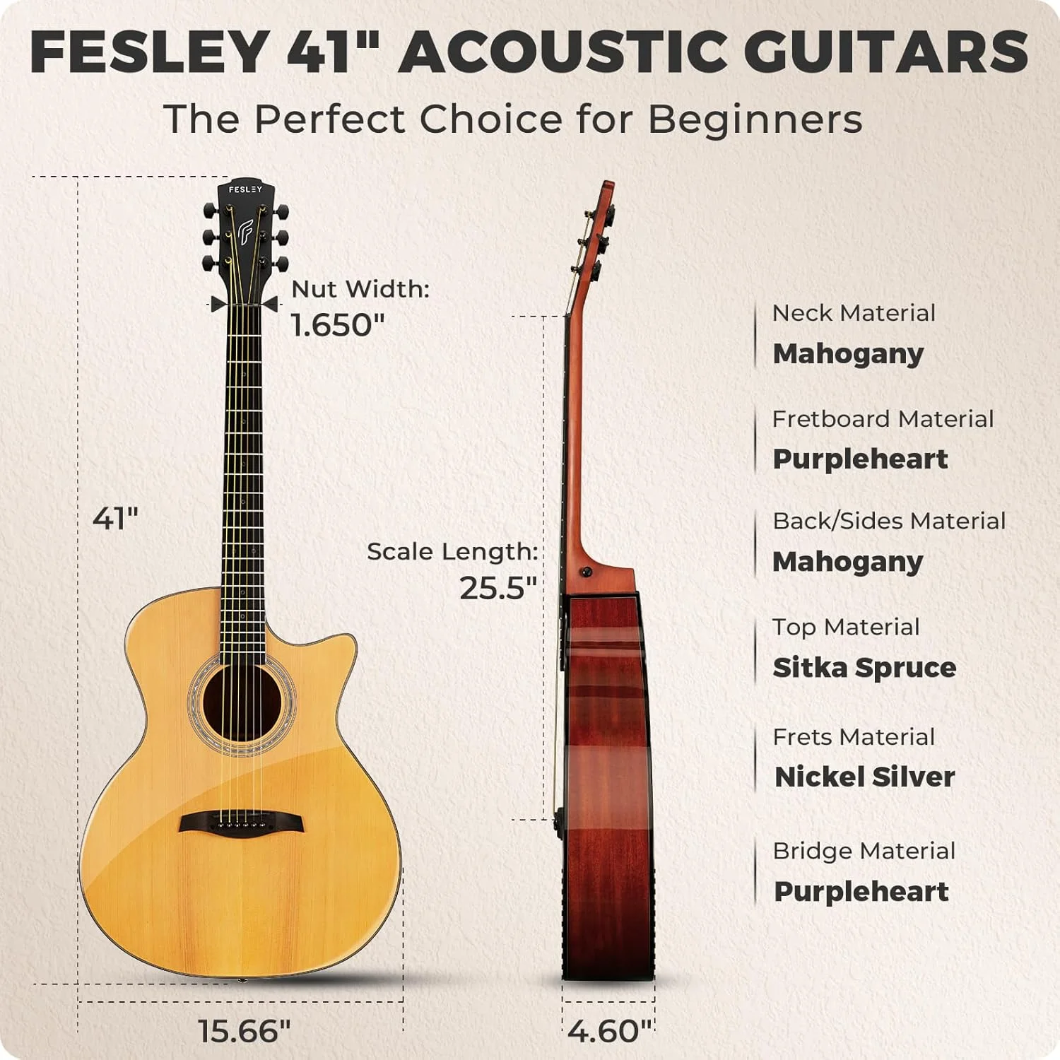 کیت گیتار آکوستیک 41 اینچی برای مبتدی: بسته گیتار آکوستیکا کات اوی سایز کامل 4/4 برای نوجوانان بزرگسال با کیف، تیونر، بند، سیم، پیک، کاپو، FF60، رنگ طبیعی کیت گیتار آکوستیک 41 اینچی برای مبتدی: بسته گیتار آکوستیکا کات اوی سایز کامل 4/4 برای نوجوانان بزرگسال با کیف، تیونر، بند، سیم، پیک، کاپو، FF60، رنگ طبیعی