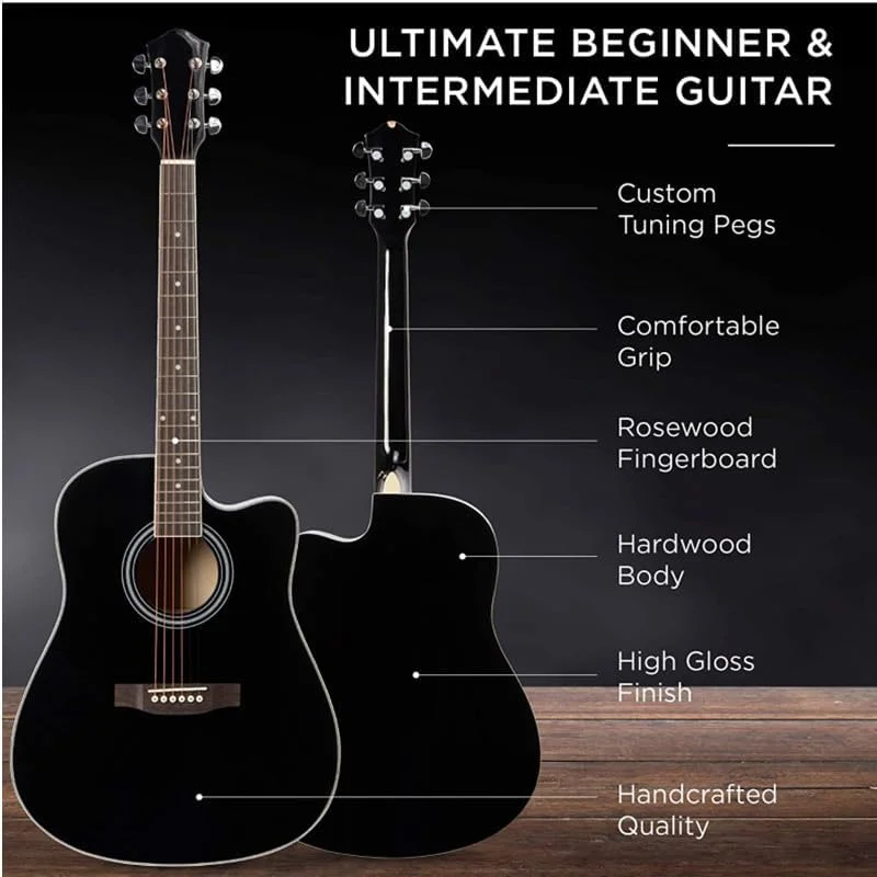 گیتار آکوستیک الکترو مشکی مگاریا به همراه آمپلی فایر 10 واتی و کیف، مناسب برای نوازندگان مبتدی و متوسط، با وضوح صدای خوب گیتار آکوستیک الکترو مشکی مگاریا به همراه آمپلی فایر 10 واتی و کیف، مناسب برای نوازندگان مبتدی و متوسط، با وضوح صدای خوب