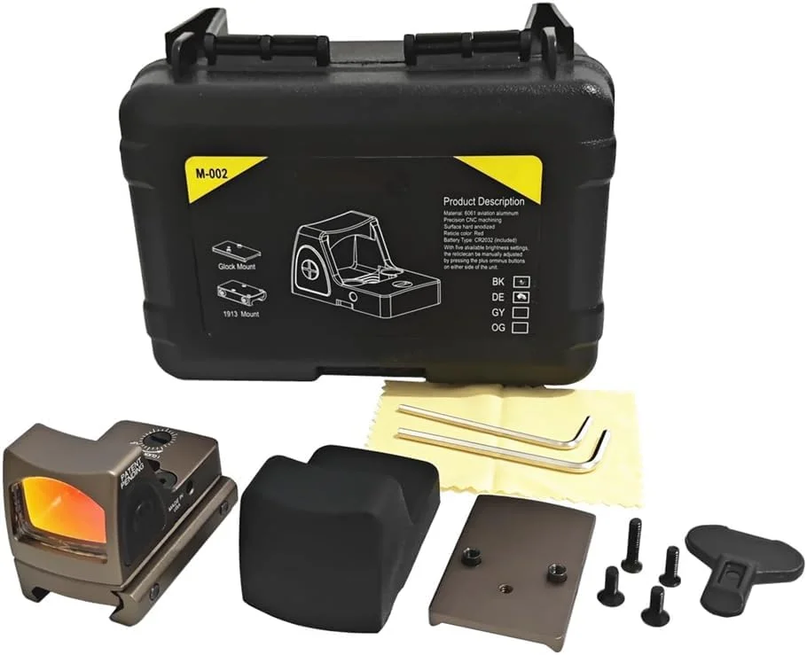 نقطه قرمز با کلید روشن/خاموش جانبی به همراه پایه یونیورسال یا محافظ ضد انعکاس (قهوه ای تیره)