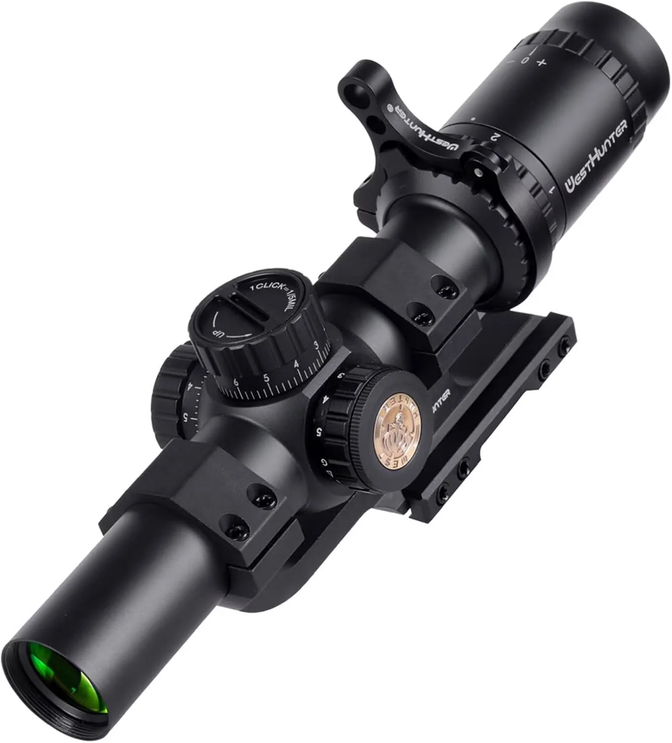 دوربین تفنگ WestHunter Optik HD 1-6x24 IR SFP برای شکار، 30 میلی‌متر، نورپردازی قرمز-سبز، دقت تاکتیکی 1/5 MIL، دوربین‌های تفنگ تیراندازی | 2 نوع رتیکل