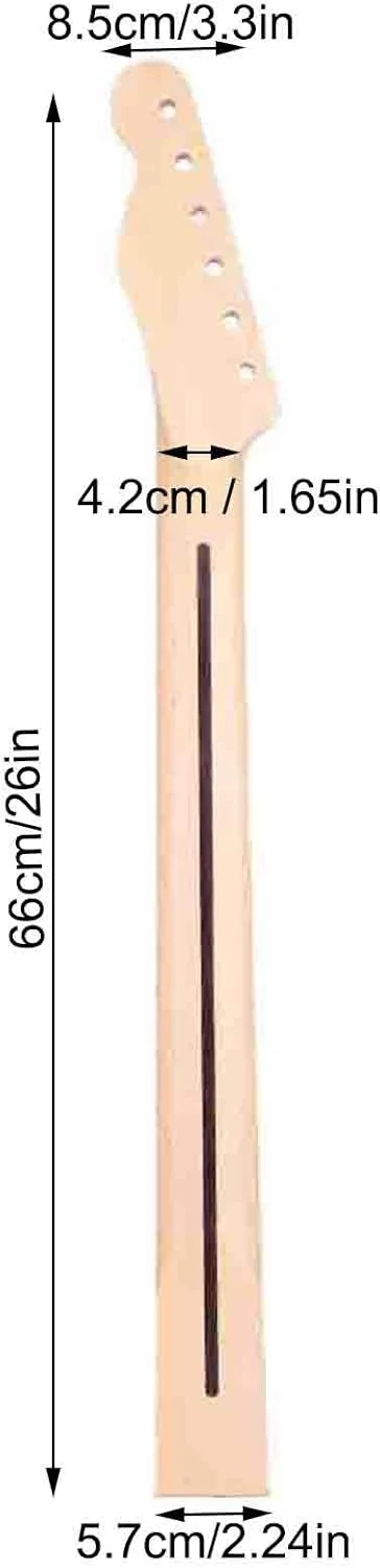 دسته گیتار الکتریک مدل VGEBY TL، جنس افرا، نشانگرهای نقطه ای مشکی، 22 فرت (دارای خط میانی پشتی)