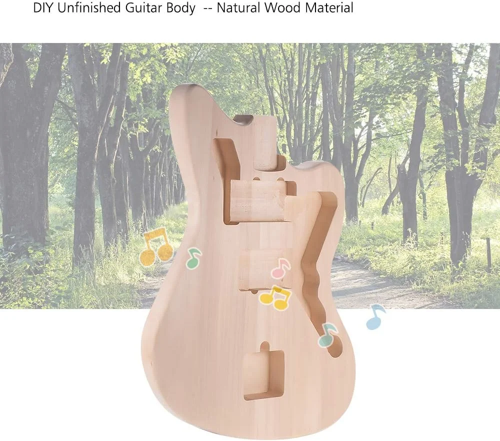 بدنه گیتار الکتریک ناتمام از جنس چوب باس‌ وود، جایگزین برای ساخت گیتار مدل جگوار