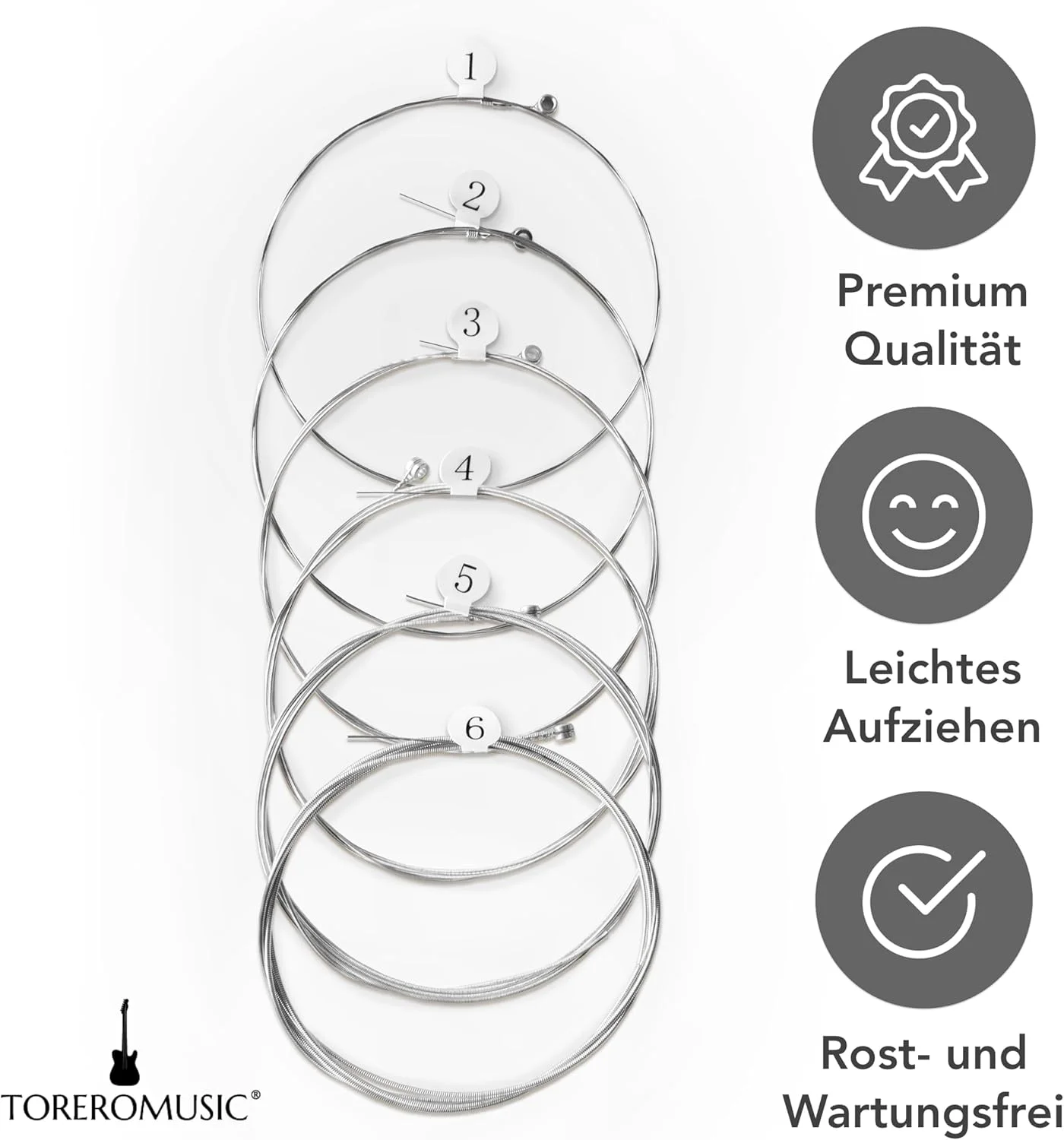 سیم گیتار الکتریک - سیم های گیتار الکتریک ممتاز برای گیتار الکتریک (مجموعه 6 عددی) شامل 3 پیک رایگان