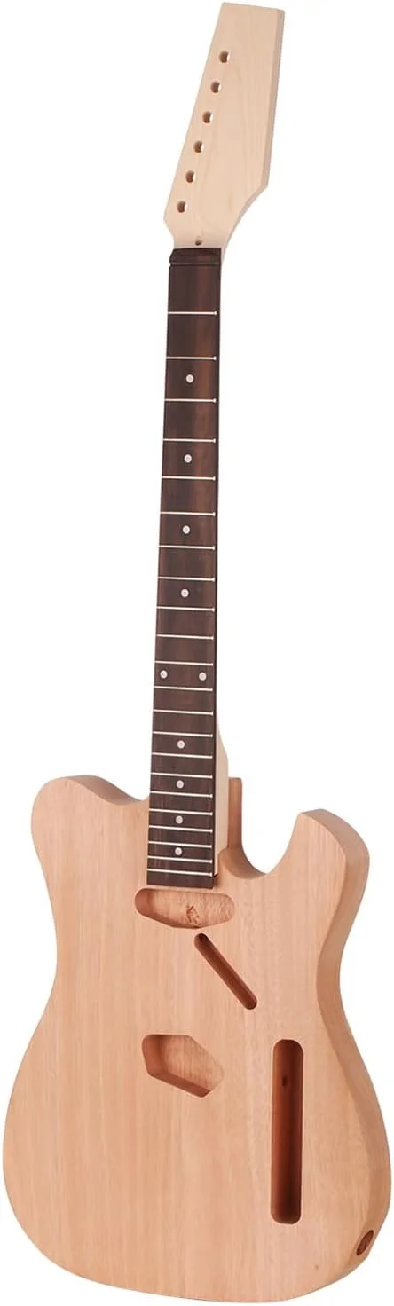 کیت گیتار الکتریک ناتمام DIY Irovami، بدنه گیتار چوبی خام، قطعات جایگزین بدنه گیتار از جنس چوب ماهون، دسته از جنس چوب افرا، صفحه انگشت‌گذاری از جنس چوب رزوود