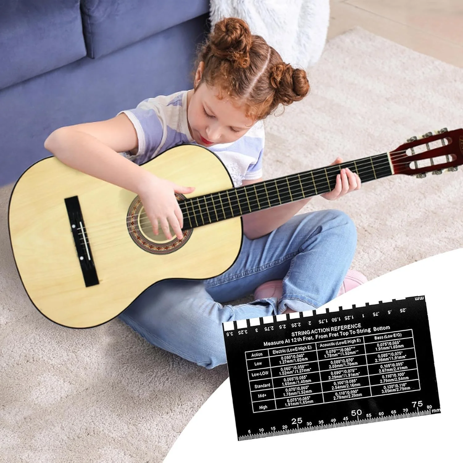 ابزار اندازه گیری اکشن گیتار، ابزار گیتار الکتریک | ابزار چند منظوره برای تنظیم اکشن سیم گیتار الکتریک آکوستیک مناسب سفر، فضای باز و منزل