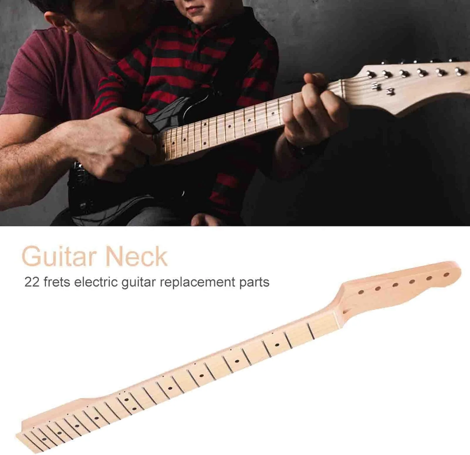 دسته گیتار الکتریک مدل TL، جنس افرا، نشانگر نقطه ای مشکی، 22 فرت (پشت خط میانی) دسته گیتار الکتریک مدل TL، جنس افرا، نشانگر نقطه ای مشکی، 22 فرت (پشت خط میانی)