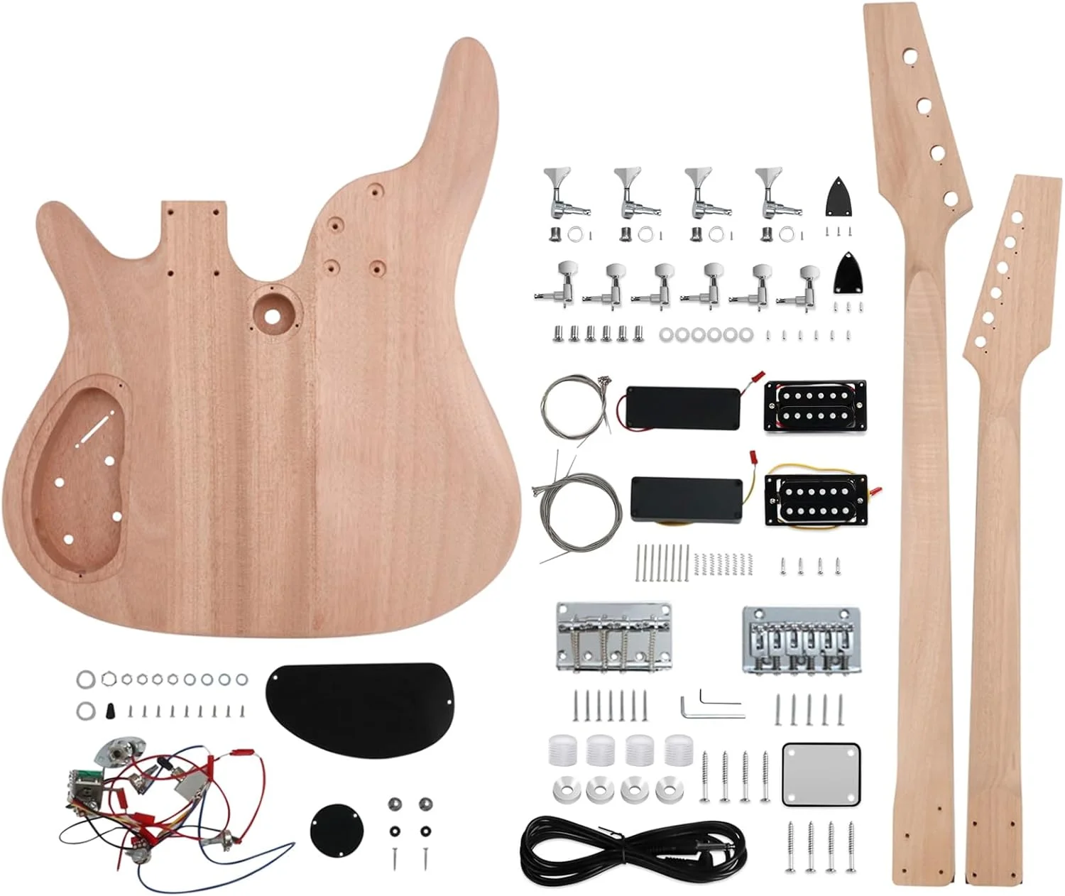 کیت گیتار الکتریک و بیس دو گردنه DIY، کیت گیتار 6 سیم و 4 سیم، مناسب راست دست ها، بدنه ماهون، دسته ماهون، صفحه انگشت گذاری رزوود. گیتار و بیس خودتان را بسازید. کیت گیتار الکتریک و بیس دو گردنه DIY، کیت گیتار 6 سیم و 4 سیم، مناسب راست دست ها، بدنه ماهون، دسته ماهون، صفحه انگشت گذاری رزوود. گیتار و بیس خودتان را بسازید.