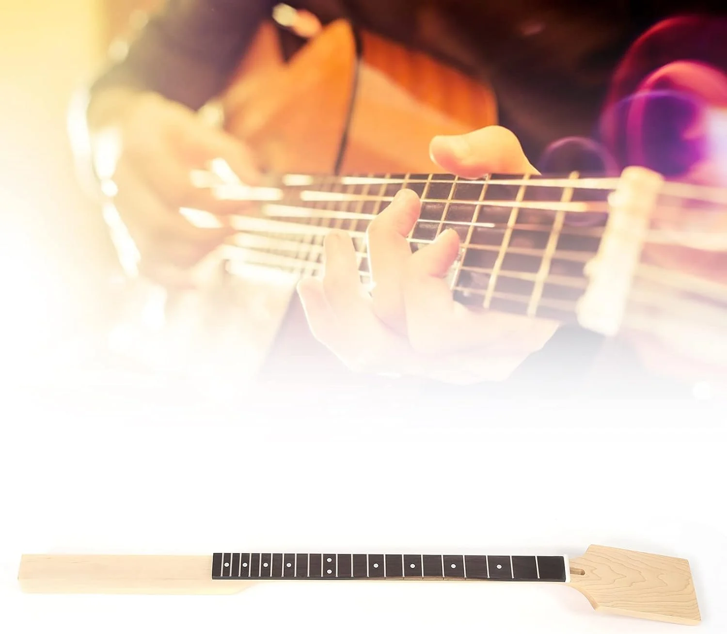 دسته گیتار افرا 35.6 اینچی Eujgoov، صفحه انگشت‌گذاری با نشانه‌گذاری نقطه‌ای، قطعات گیتار الکتریکی DIY، لوازم جانبی سازهای زهی