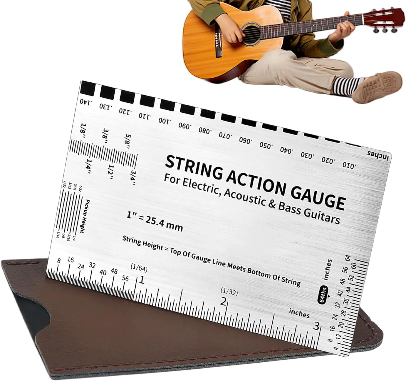 ابزار اندازه گیری اکشن سیم گیتار | ابزار گیتار الکتریک | ابزار دقیق برای تنظیم اکشن سیم برای نگهداری خانگی گیتار الکتریک، بیس، سازندگان و مسافرت