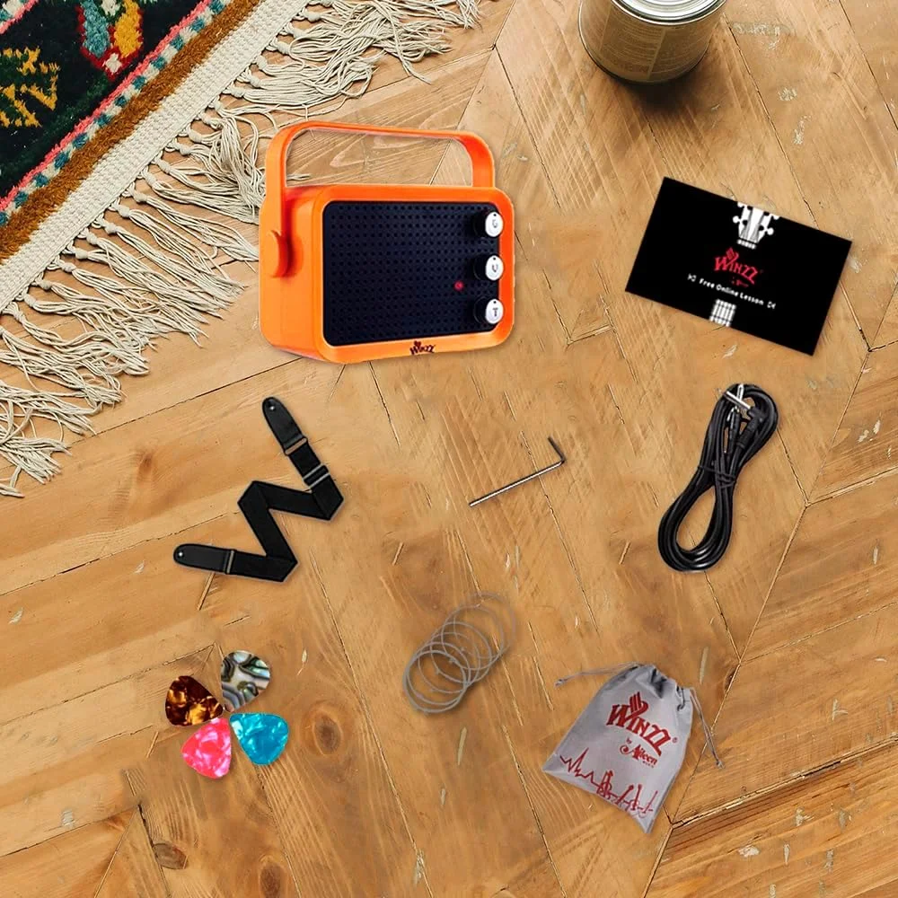 گیتار الکتریکی مینی 30 اینچی Winzz، گیتار الکتریکی مبتدی با صفحه انگشت‌گذاری افرا مناسب کودکان به همراه آمپلی‌فایر (مشکی)