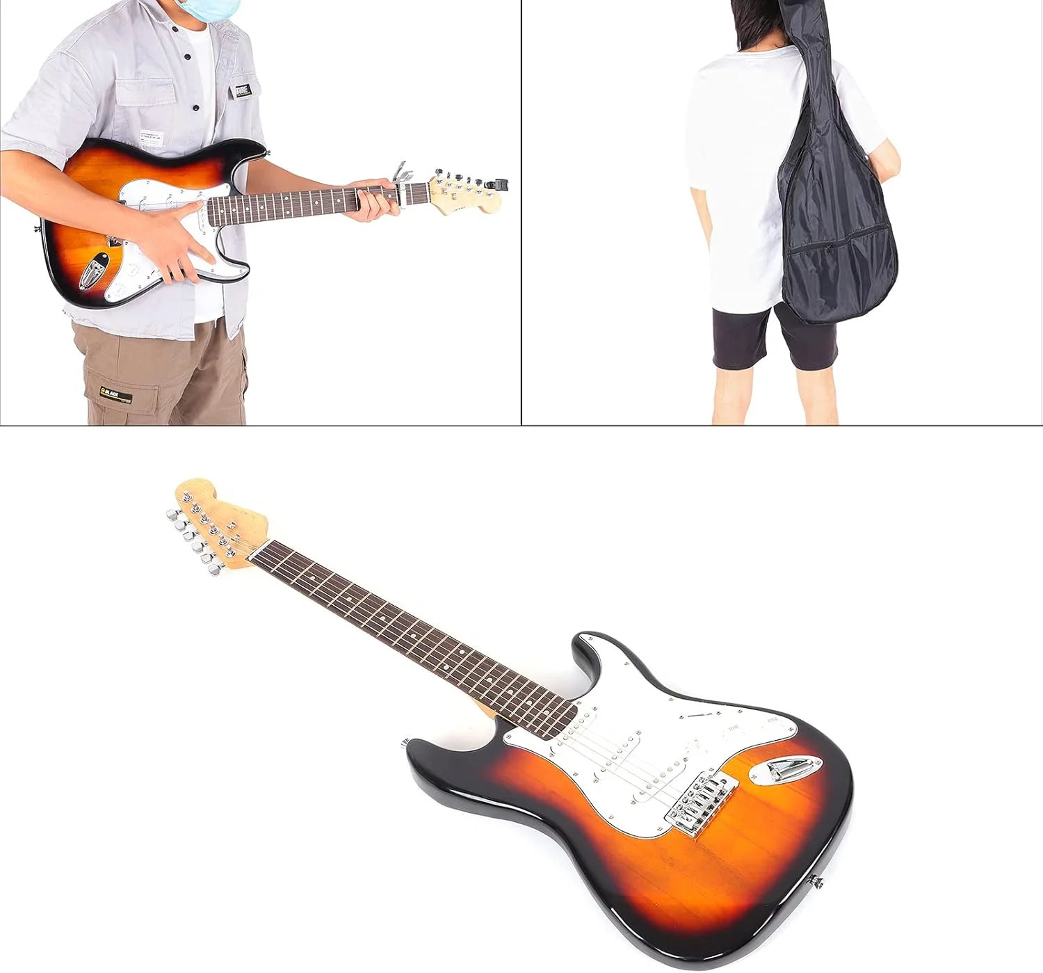 گیتار الکتریک 6 سیم، ست گیتار الکتریک با پل آونگی تکی برای اجرای صحنه و یادگیری موسیقی گیتار الکتریک 6 سیم، ست گیتار الکتریک با پل آونگی تکی برای اجرای صحنه و یادگیری موسیقی