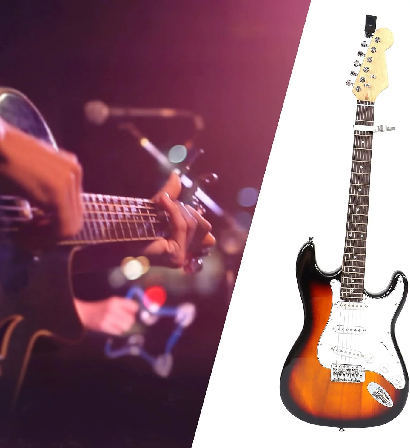 گیتار الکتریک 6 سیم، ست گیتار الکتریک با پل آونگی تکی برای اجرای صحنه و یادگیری موسیقی گیتار الکتریک 6 سیم، ست گیتار الکتریک با پل آونگی تکی برای اجرای صحنه و یادگیری موسیقی