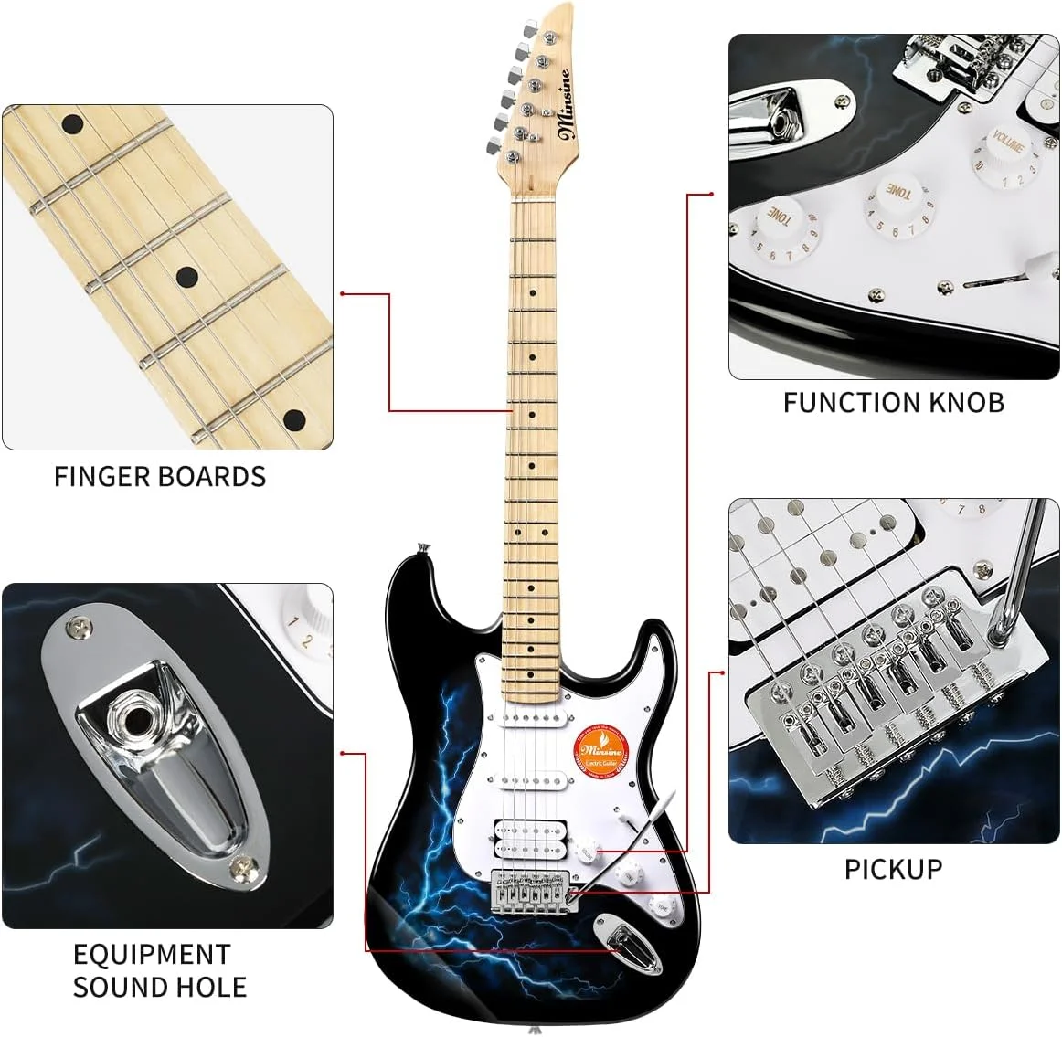 کیت گیتار الکتریک سایز کامل 39 اینچی، گیتار الکتریک بدنه جامد برای مبتدیان، تیونر، کاپو، مجموعه 6 سیم، پیک گیتار، کابل، بند، کیف (آبی) کیت گیتار الکتریک سایز کامل 39 اینچی، گیتار الکتریک بدنه جامد برای مبتدیان، تیونر، کاپو، مجموعه 6 سیم، پیک گیتار، کابل، بند، کیف (آبی)
