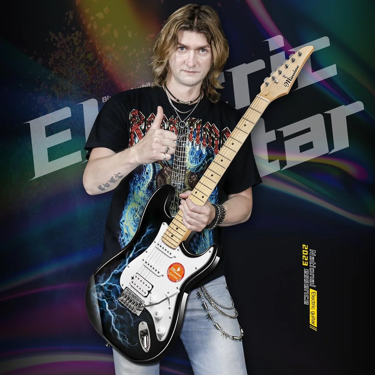 کیت گیتار الکتریک سایز کامل 39 اینچی، گیتار الکتریک بدنه جامد برای مبتدیان، تیونر، کاپو، مجموعه 6 سیم، پیک گیتار، کابل، بند، کیف (آبی) کیت گیتار الکتریک سایز کامل 39 اینچی، گیتار الکتریک بدنه جامد برای مبتدیان، تیونر، کاپو، مجموعه 6 سیم، پیک گیتار، کابل، بند، کیف (آبی)