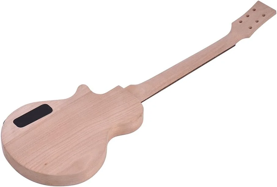 کیت گیتار الکتریکی ناتمام به سبک LP کودکان، بدنه و دسته ماهون، صفحه انگشت‌گذاری رزوود، پیکاپ‌های دو سیم‌پیچ دوتایی DOOMUN