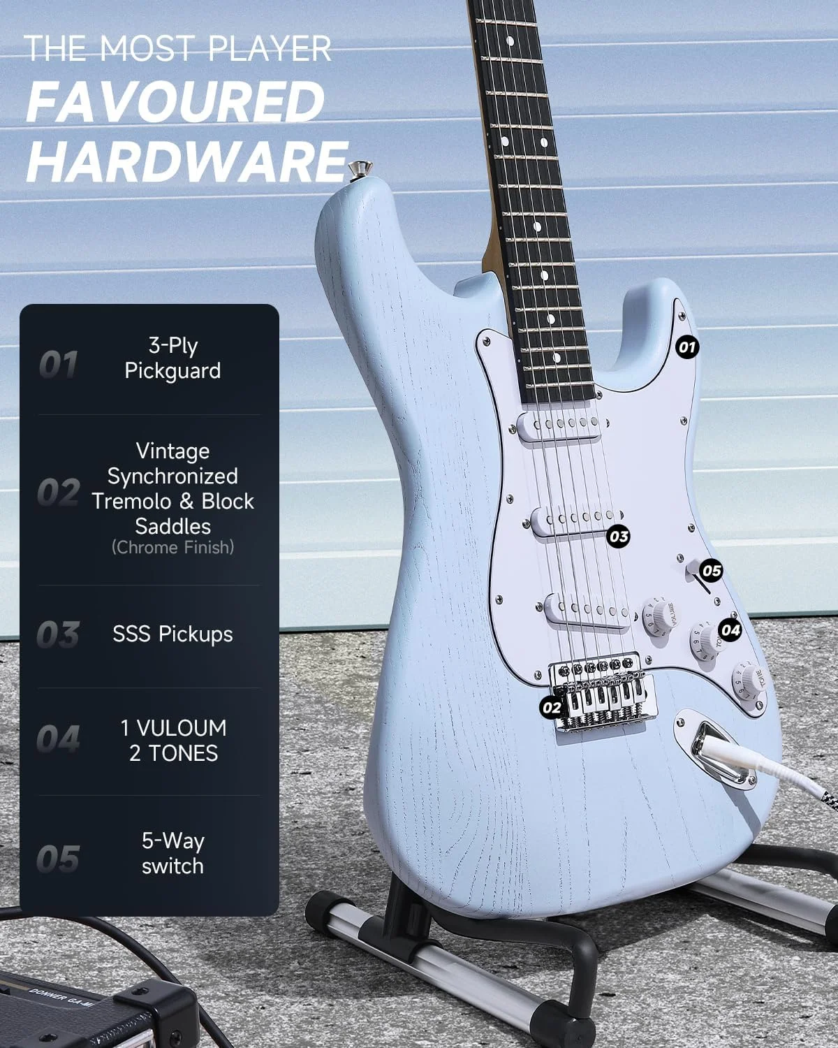 کیت گیتار الکتریک مبتدی DONNER DST-80 - آبی کیت گیتار الکتریک مبتدی DONNER DST-80 - آبی